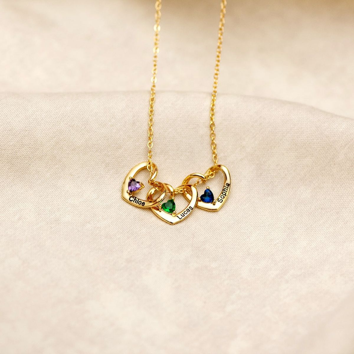 Personalized 1-5 HEART & NAME PENDANTS NECKLACE