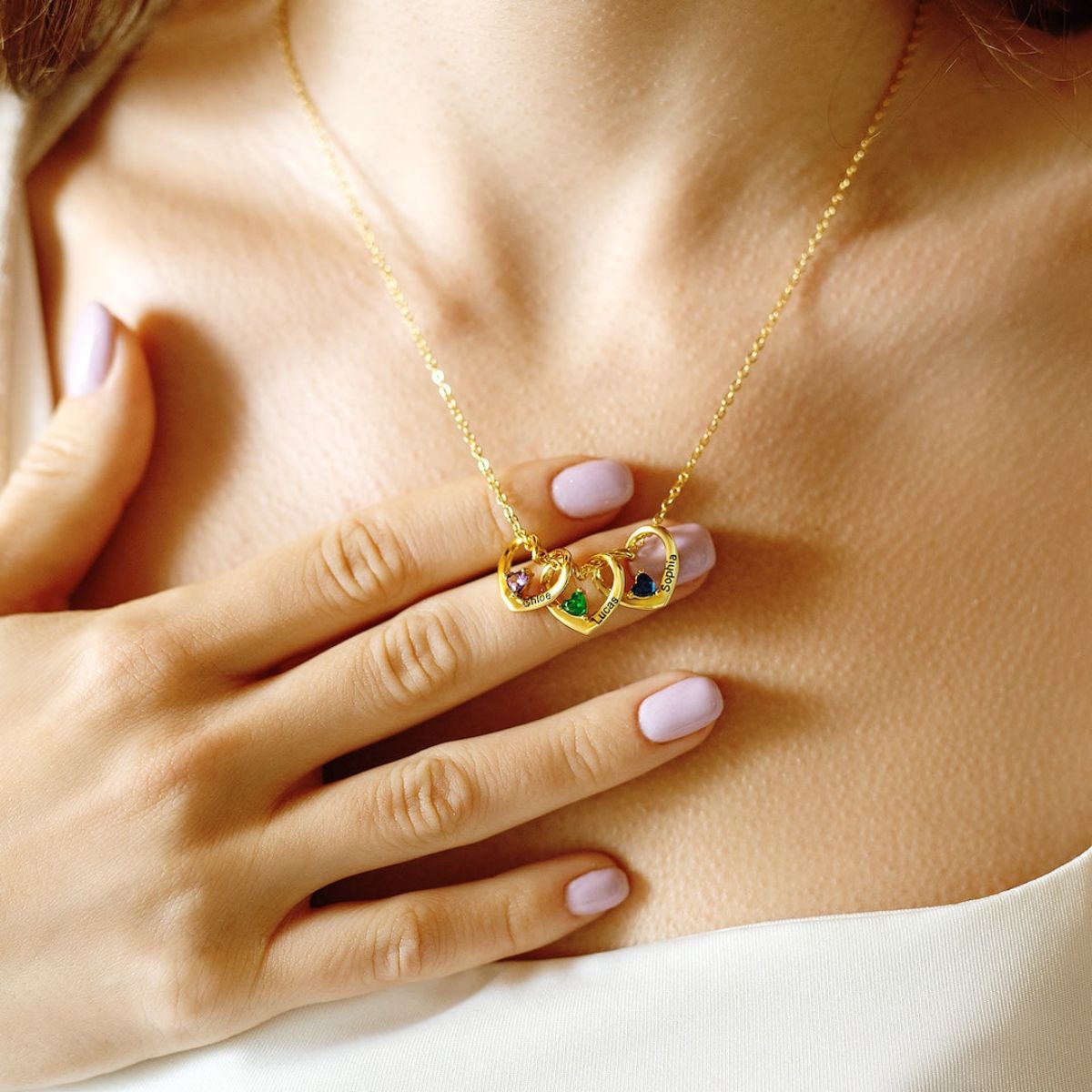 Personalized 1-5 HEART & NAME PENDANTS NECKLACE