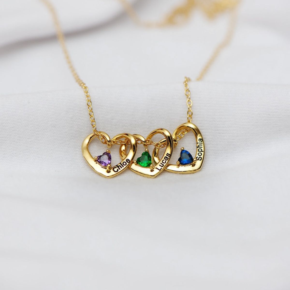 Personalized 1-5 HEART & NAME PENDANTS NECKLACE