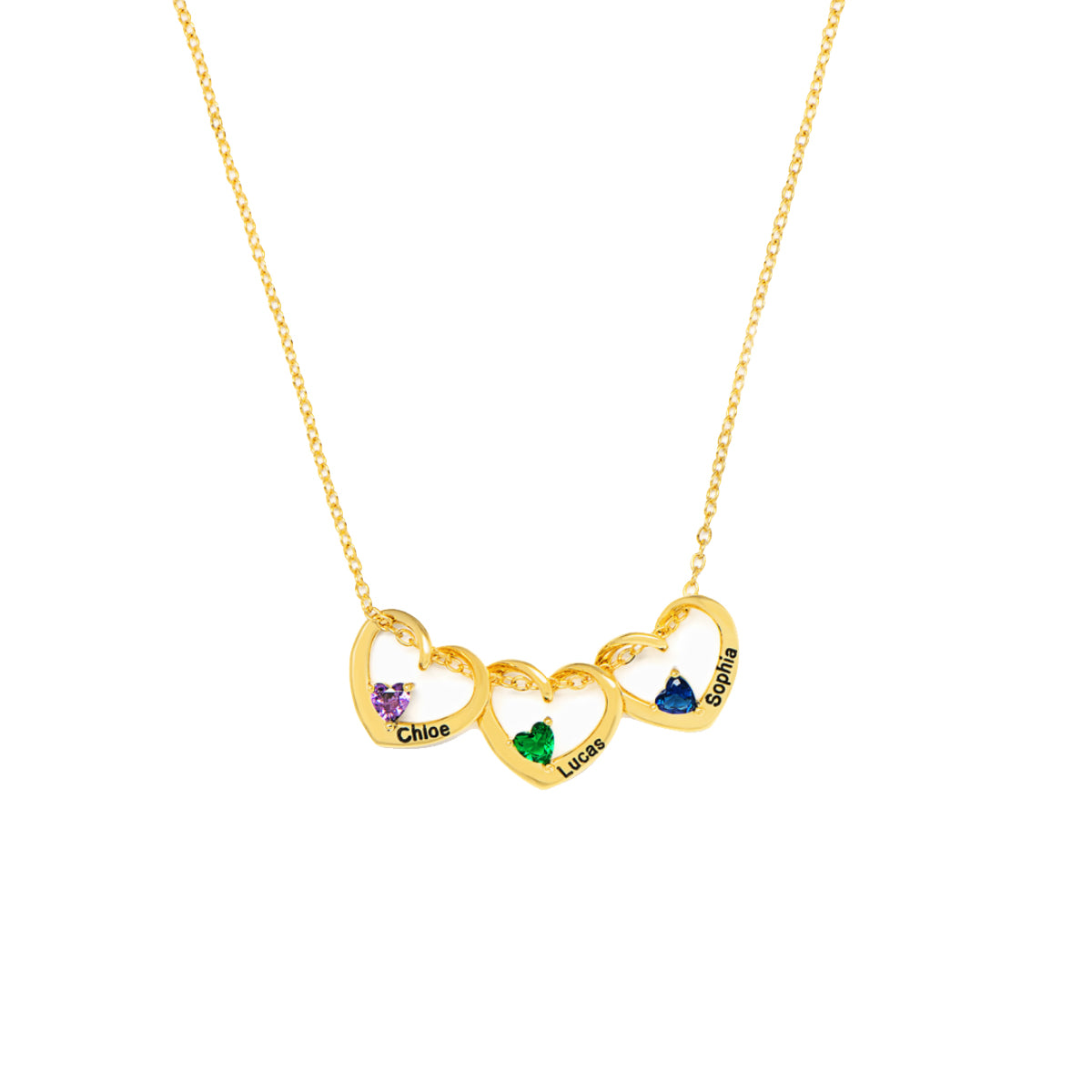 Personalized 1-5 HEART & NAME PENDANTS NECKLACE