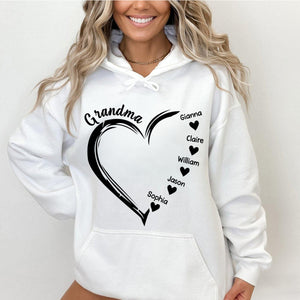 Personalized Grandma and Grandkids,Grandma Heart Pure cotton hoodie