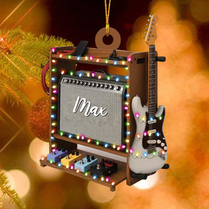 Personalized Electric Guitar Ornament Custom Name Christmas Guitarist Gift For Guitar Lovers