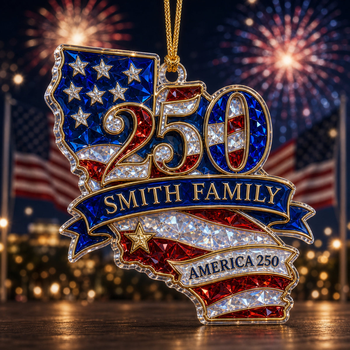 Personalized "The State Pride" Acrylic Hanging Ornament – Celebrating America 250th Anniversary | Luxury Patriotic Gift