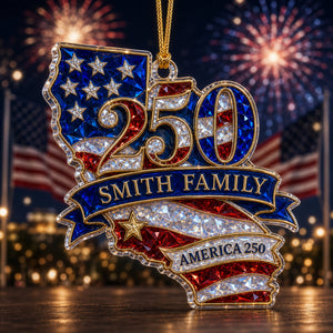 Personalized "The State Pride" Acrylic Hanging Ornament – Celebrating America 250th Anniversary | Luxury Patriotic Gift