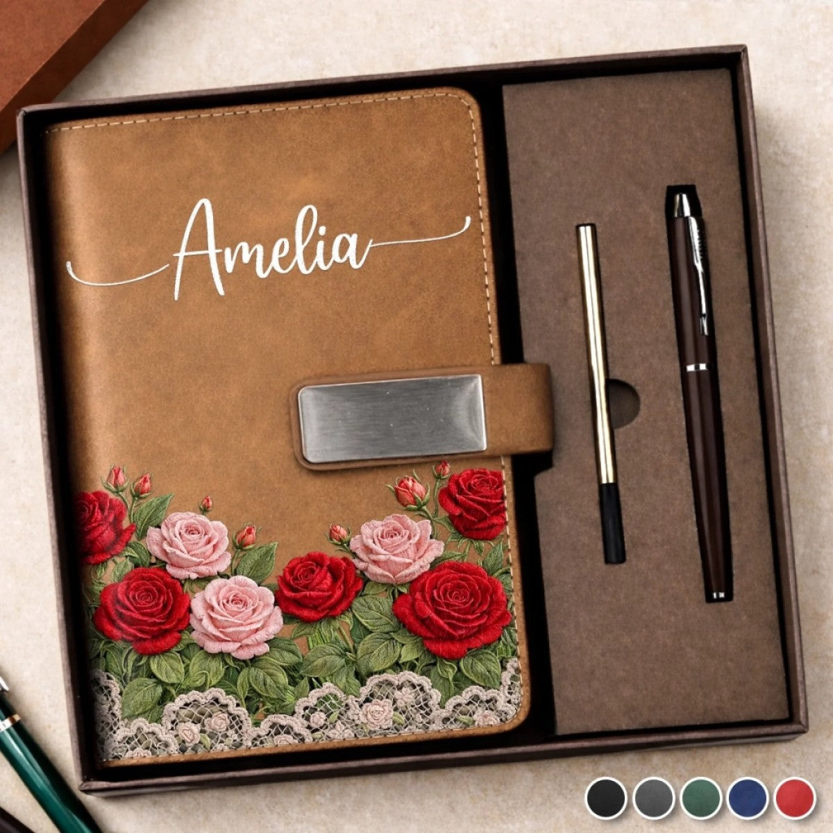 Custom Birth Month Flower Personalized Notebook Set