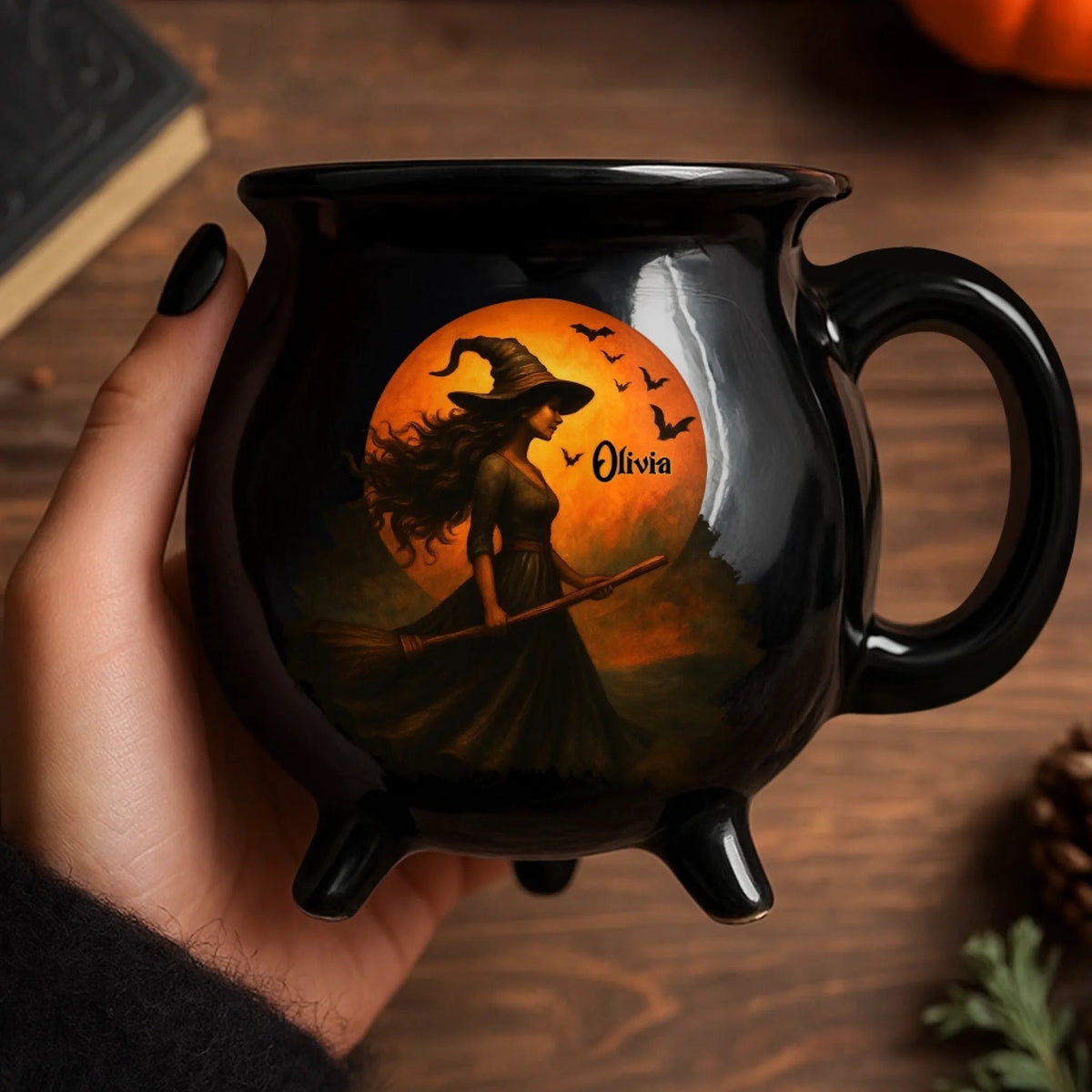 Witching You A Wicked Brew - Personalized Halloween Witch Cauldron Mug