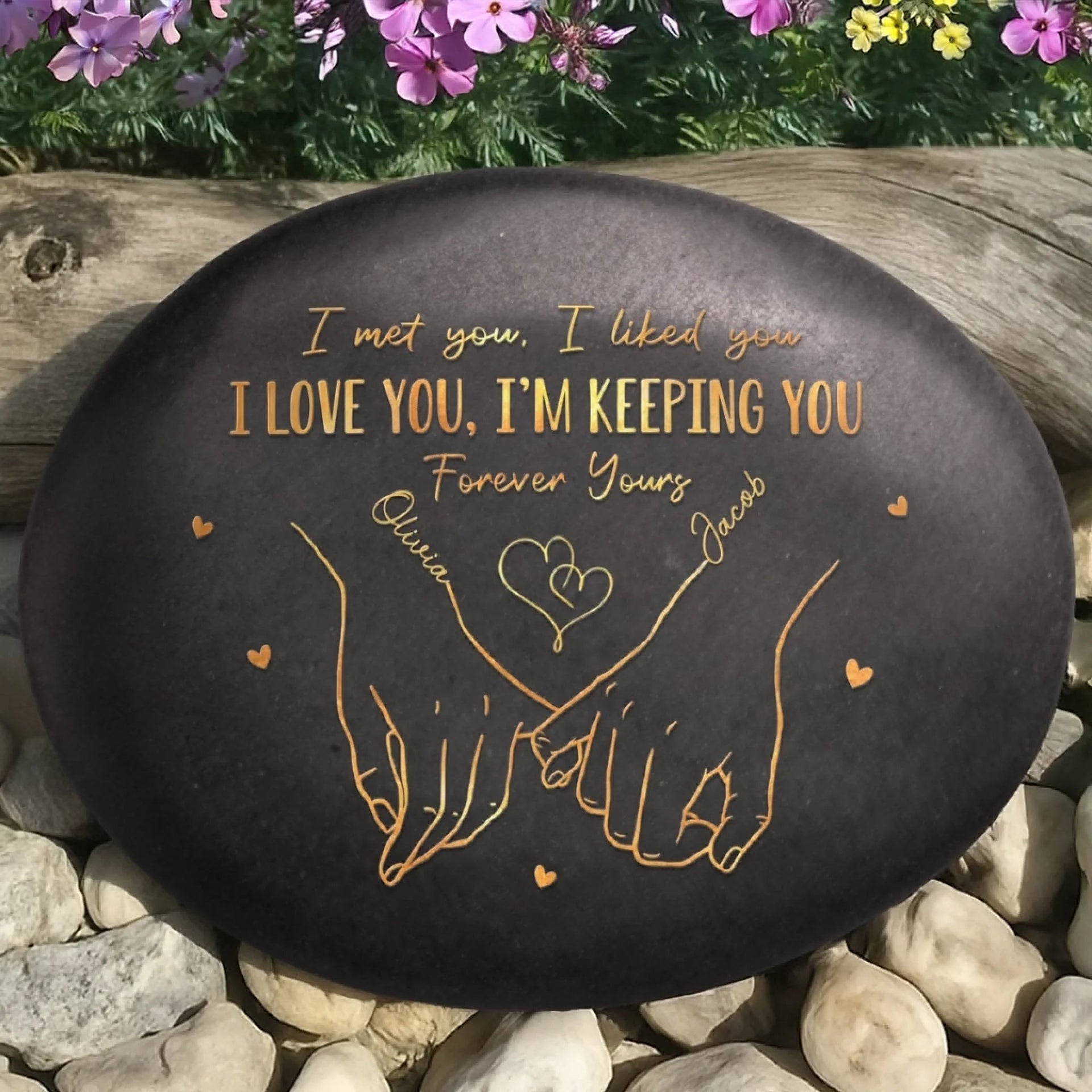 Custom Printed Rock - Personalized Anniversary Wedding Gifts For Husband And Wife, Him And Her