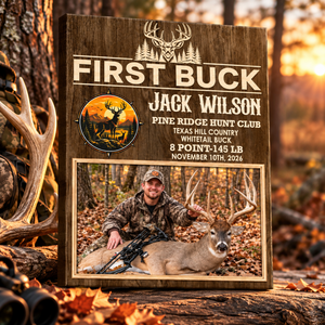 Personalized First Deer Canvas, Custom Deer Hunting Photo Wall Art, First Deer Hunt Keepsake, Deer Hunter Gift, Gift For First Time Hunters