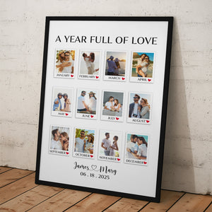 A Year Full Of Love Couple Anniversary Gift - Personalized Custom Photo Canvas Poster