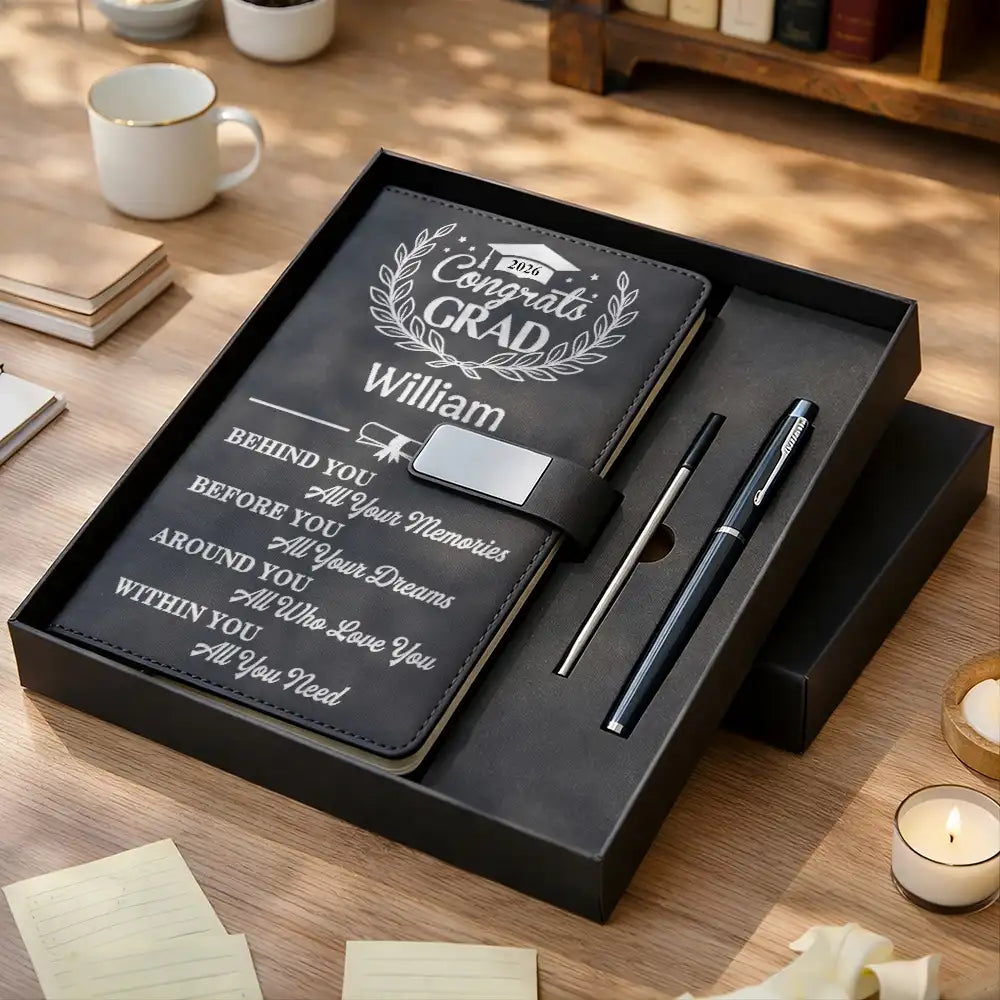 Congrats Grad Personalized Leather Notebook Set