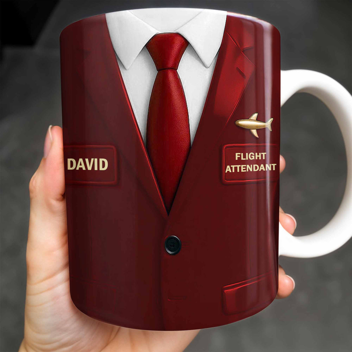 Flight Attendant Style Professional Suit Mug, Personalized Custom Coffee Mug, Gift for Aviation Enthusiasts