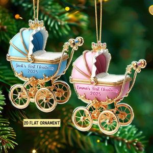 Custom Baby Carriage Ornament, Vintage Baby Stroller Ornament