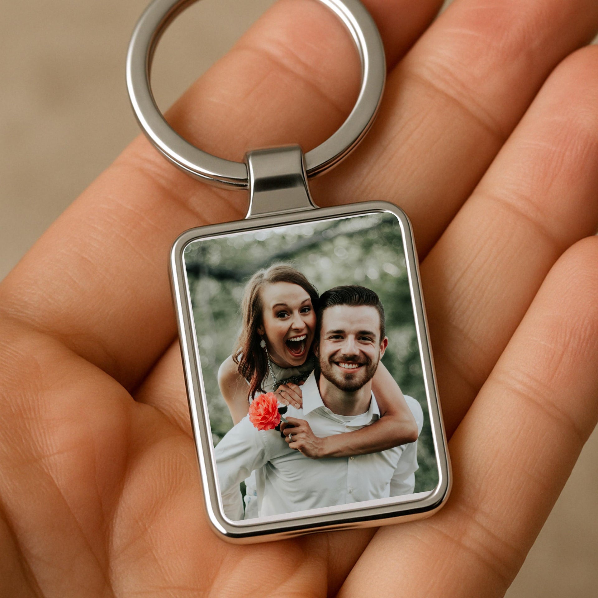 Personalized Photo Keychain Anniversary Gift, Unique Couples Gift