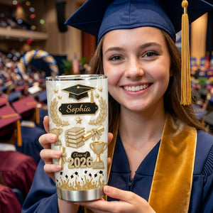 Custom Name 3D Effect Personalized Graduation Tumbler