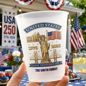 Custom Family Name 250th Anniversary USA - Personalized Frosted Cups