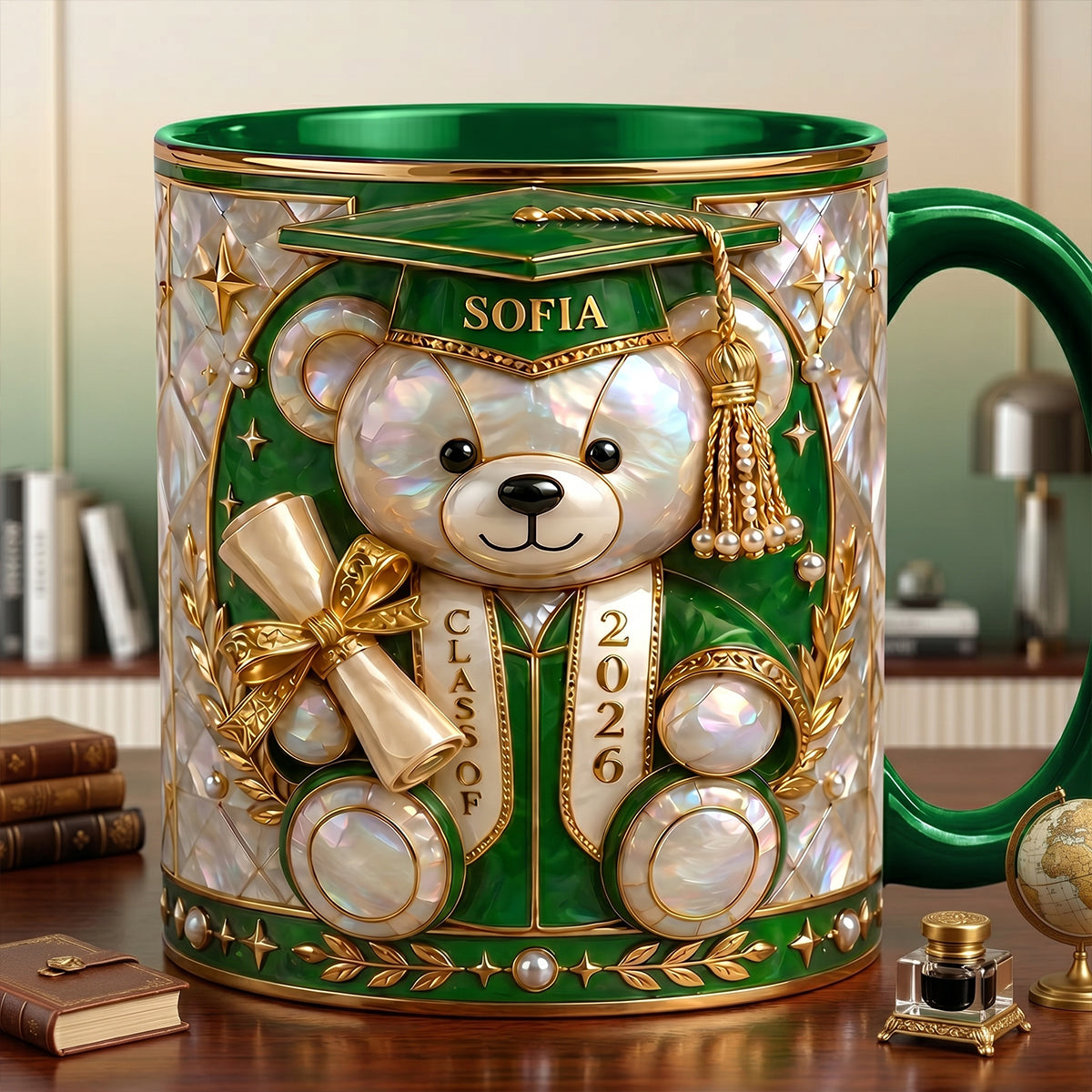 Lovely Bear 3D Effect Coffee Mug - Personalized Graduation Gift