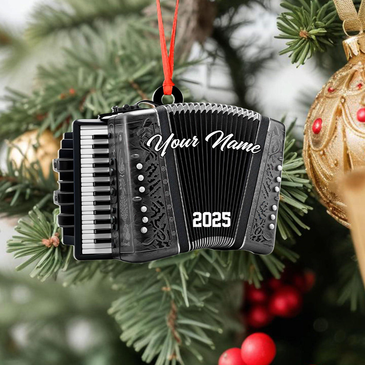 Personalized Accordion Christmas 2025 Ornament for Christmas Tree Decor Musical Instrument Ornaments