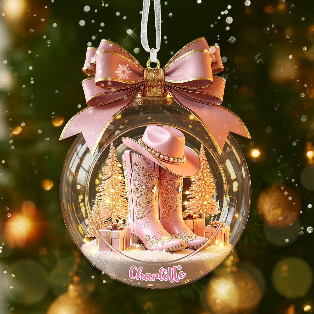 Cowgirl Boots Ornament - Personalized Christmas Gift For Cowgirl