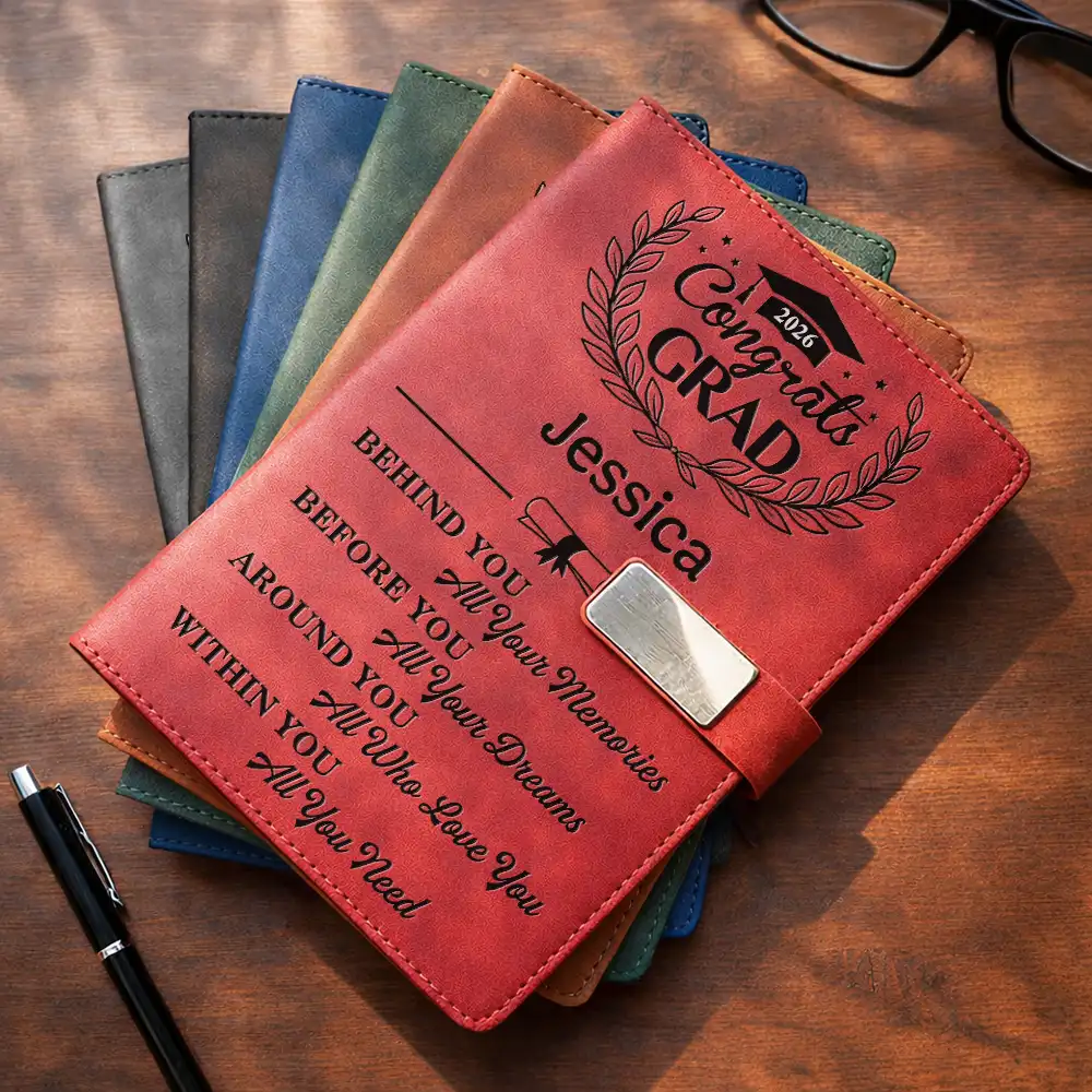 Congrats Grad Personalized Leather Notebook Set