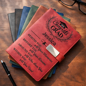Congrats Grad Personalized Leather Notebook Set