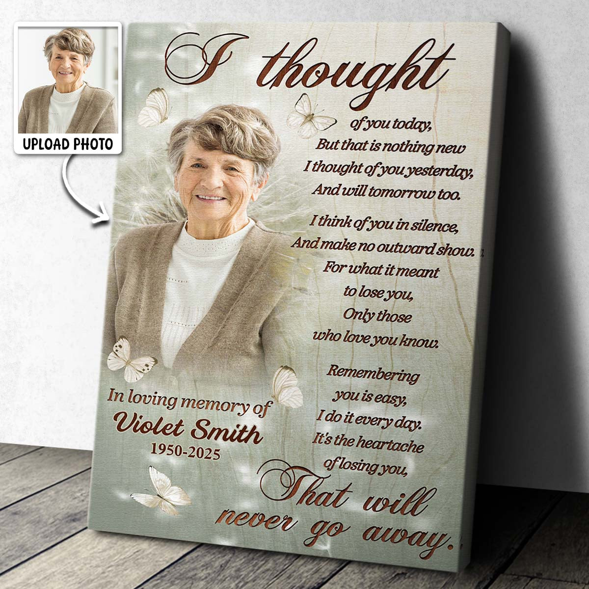 Custom Photo I Thought Of You Today - Personalized Customized Canvas