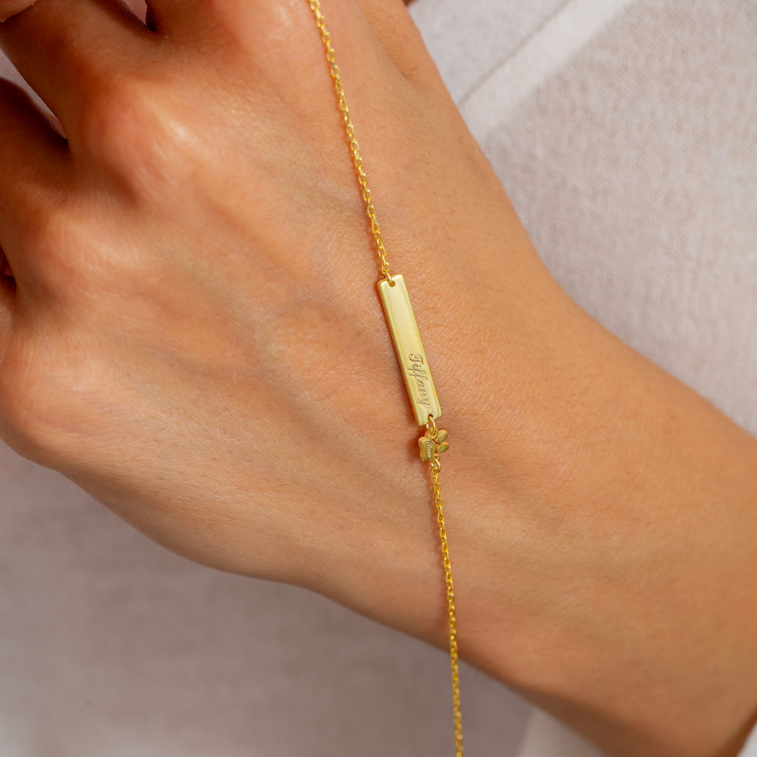 Engraved Name Paw Print Bracelet, Personalized Pet Memorial Bracelet