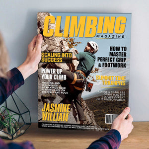 Personalized Climbing Magazine Cover Canvas , Custom Adventure Magazine Cover, Unique Gifts For Climbing Lover