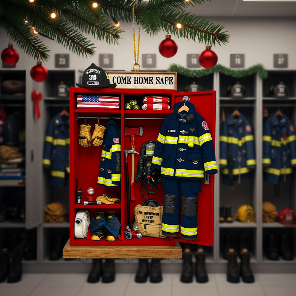 Firefighter Locker Ornament, Personalized Christmas Gifts For Firefighter