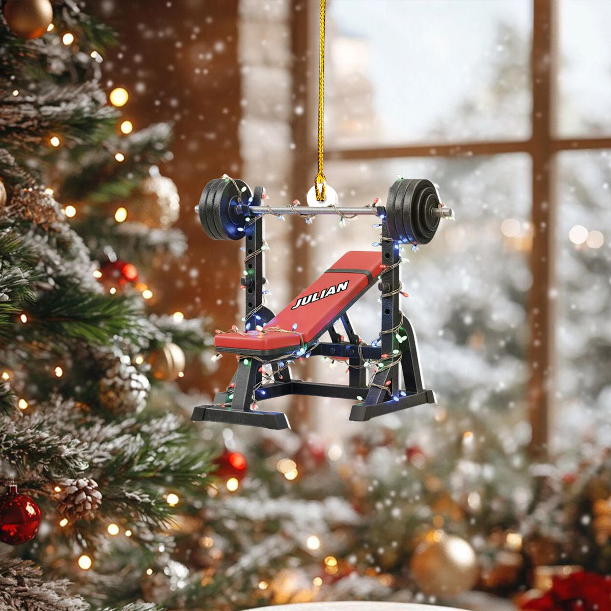 Personalized Weight Bench Christmas Ornament