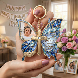 Loving Memory Butterfly Custom Photo Personalized Keychian For Loved Ones