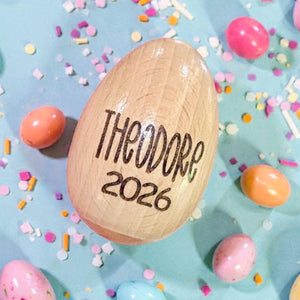 Personalized Wooden Egg Shaker | Engraved Baby Egg| Easter Basket Filler | My 1st Easter