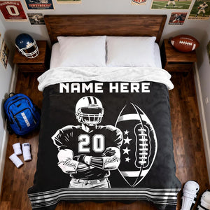 Personalized Football Player Blanket Gifts for Football Lovers, Coaches,Fans, Men