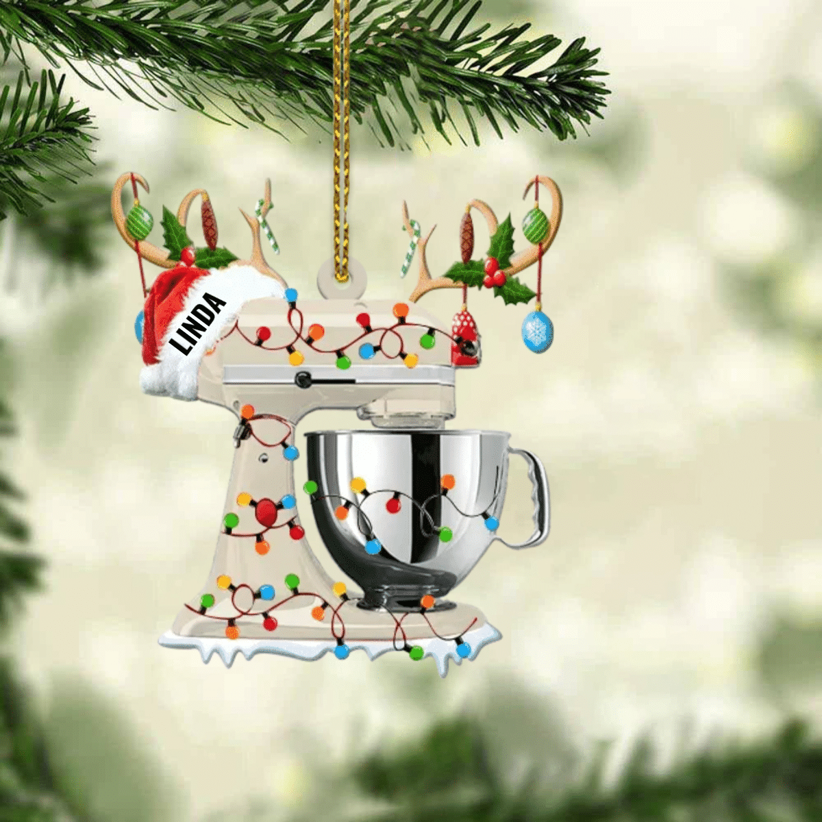 Personalized Christmas Reindeer Baking Mixer Ornament for Baker, Gift for Mom Who loves Baking
