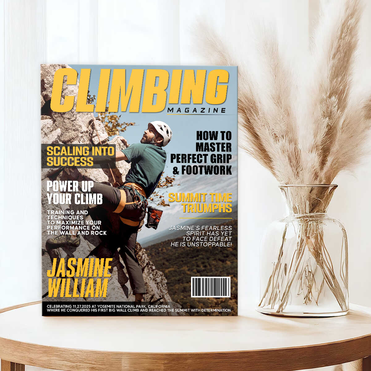 Personalized Climbing Magazine Cover Canvas , Custom Adventure Magazine Cover, Unique Gifts For Climbing Lover
