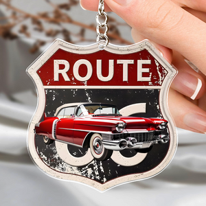 Custom Photo Route 66 Personalized Acrylic Keychain Gift For Car Lovers