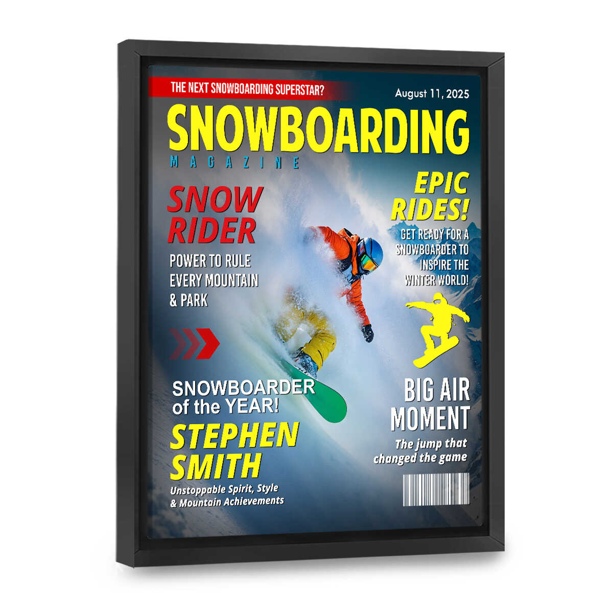Custom Snowboarding Magazine Cover – Snowboard Gift, Gift for Snowboard Lovers