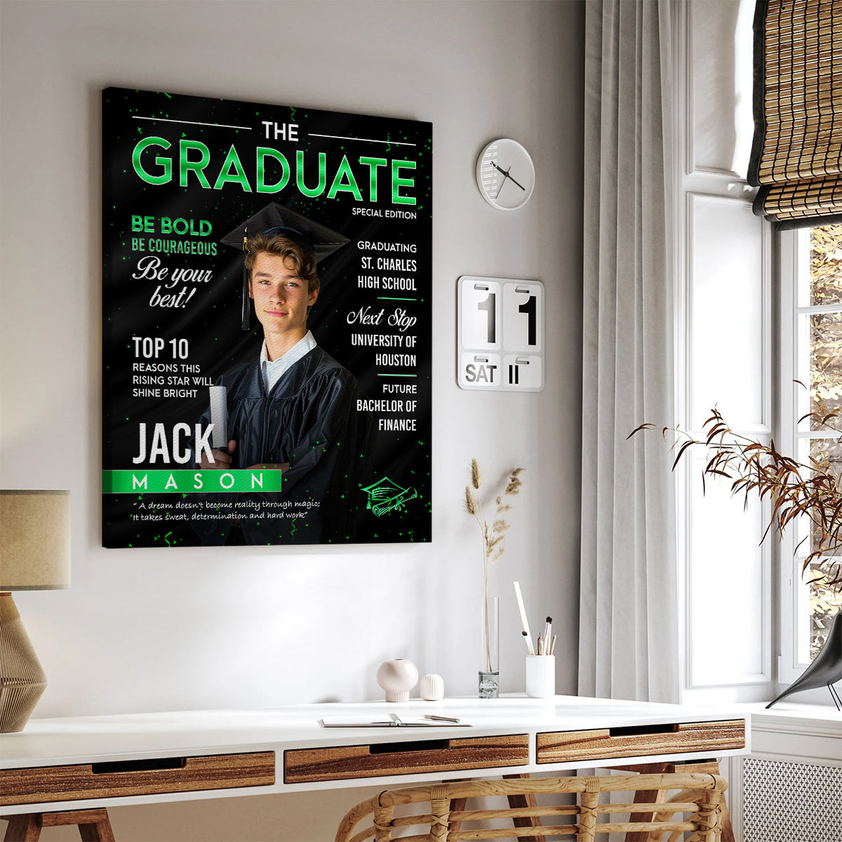 Graduation Magazine Cover Canvas, Graduation Photo Canvas, Personalized Graduation Print