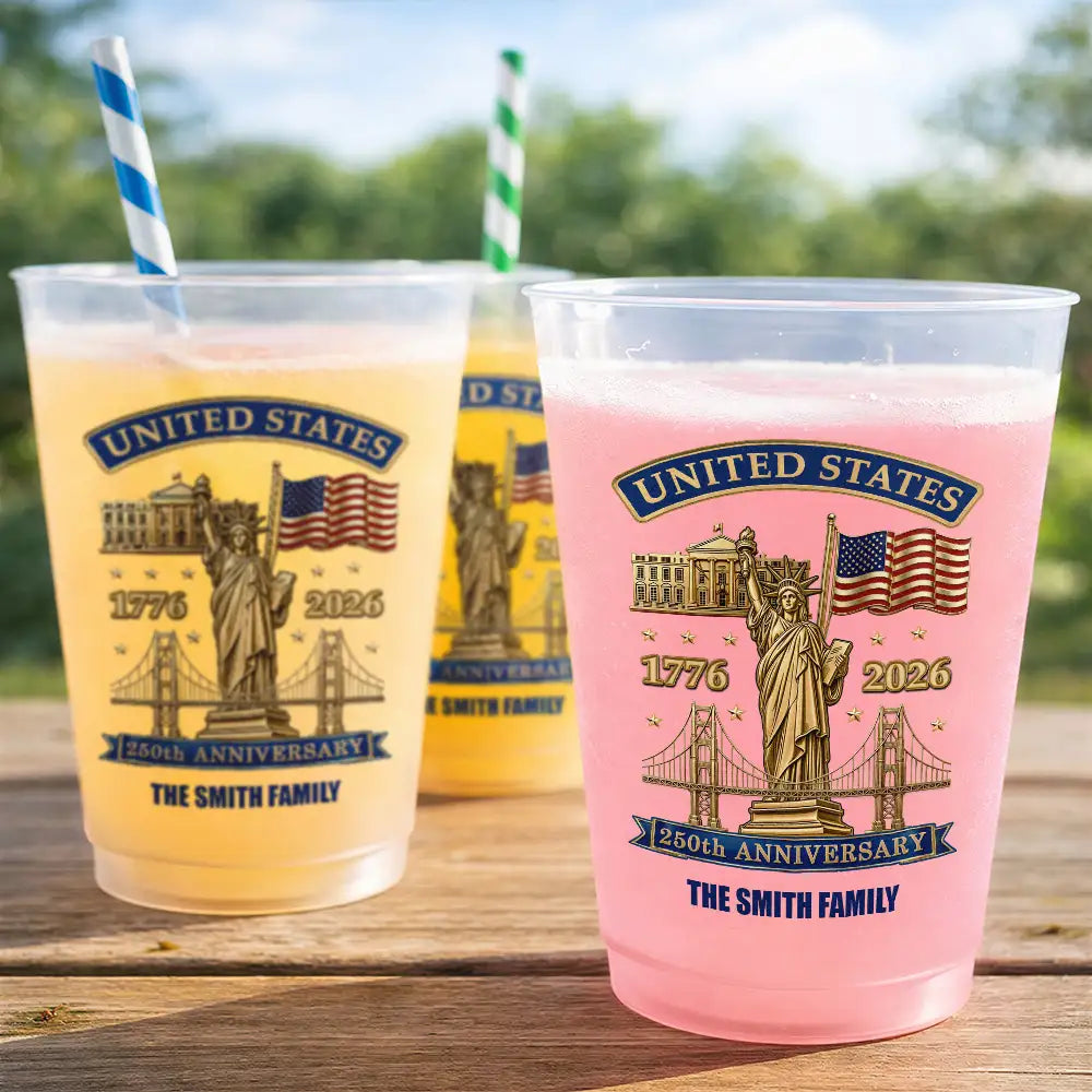 Custom Family Name 250th Anniversary USA - Personalized Frosted Cups