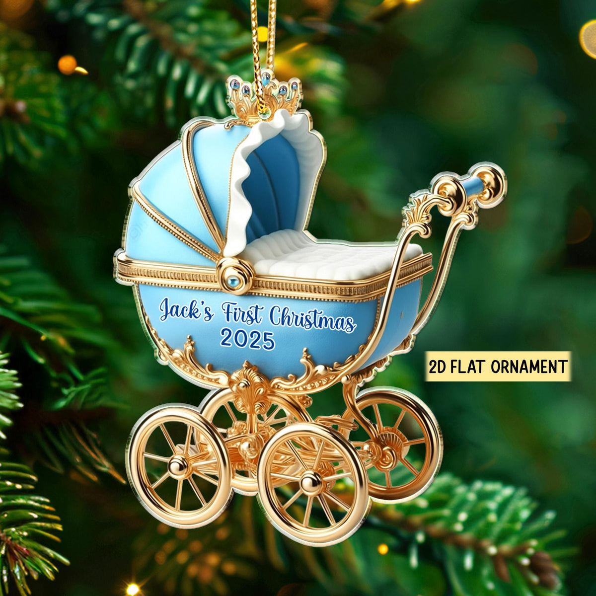 Custom Baby Carriage Ornament, Vintage Baby Stroller Ornament