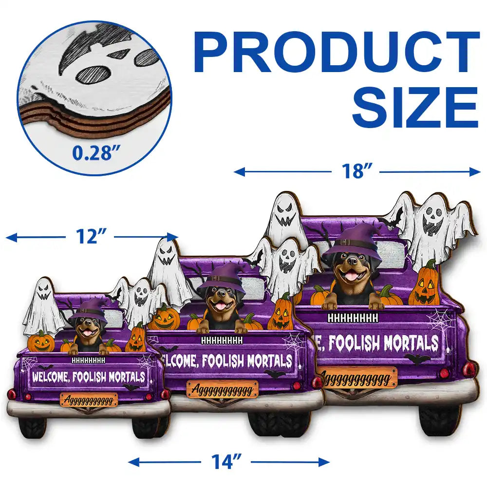 Welcome Foolish Mortals - Personalized Custom Haunted Mansion Shaped Wood Sign