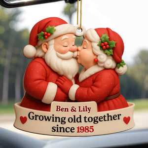 Growing Old Together With Santa and Mrs. Claus,Custom Wood Ornament,Gift For Couples and Family