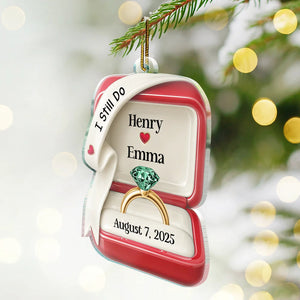 She Said Yes Engaged Married Ceramic Effect Ring Box - Personalized Custom Shaped Acrylic Ornament