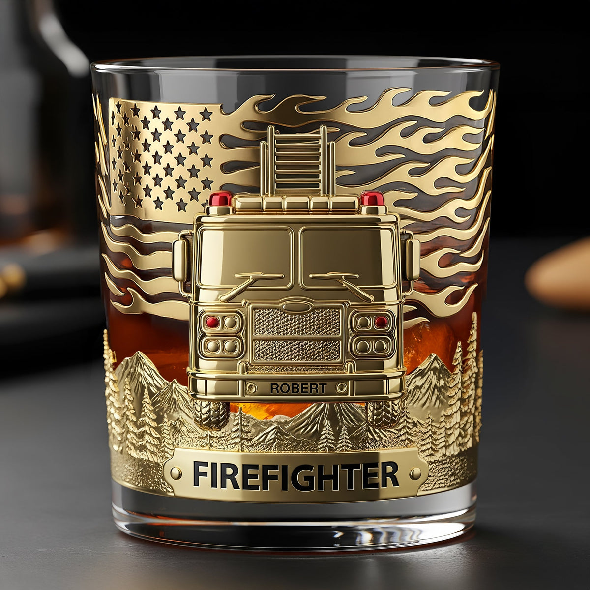 Firefighter Fire Dept, Personalized Whiskey Glass, Gift For Firefighter Retirees and Active Duty