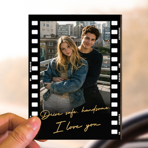 Drive Safe Handsome I Love You - Personalized Wooden Photo Car Visor Clip