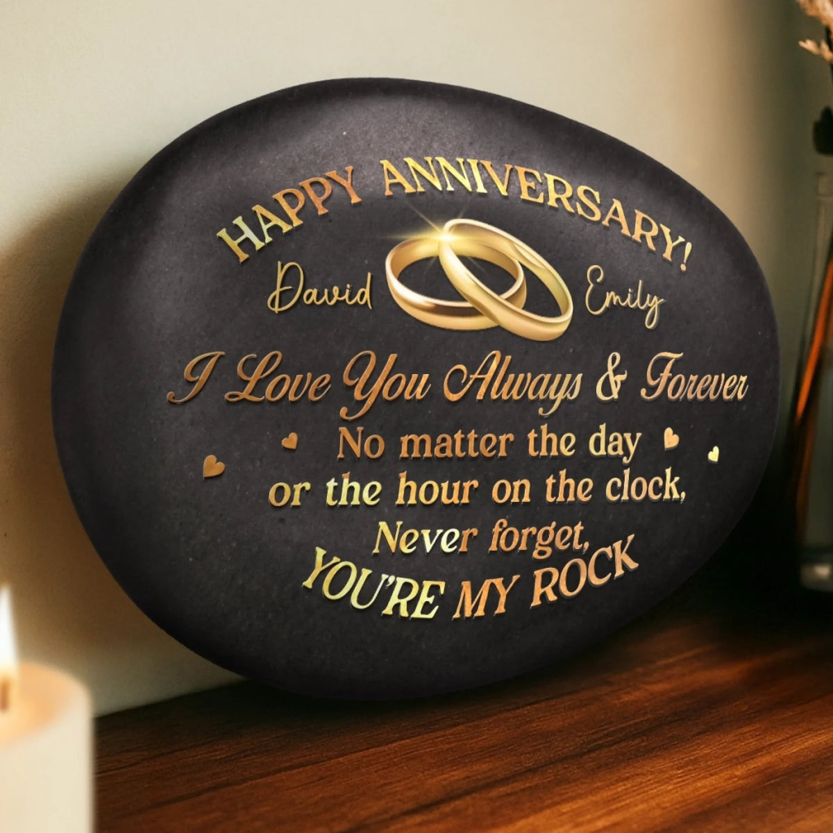 Custom Printed Rock - Personalized Anniversary Wedding Gifts For Husband And Wife, Him And Her - My Daily Dose Of Happy