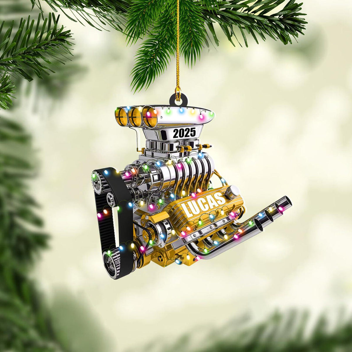 Drag Racing Hot Rod V8 Engine, Custom Drag Racing Ornament