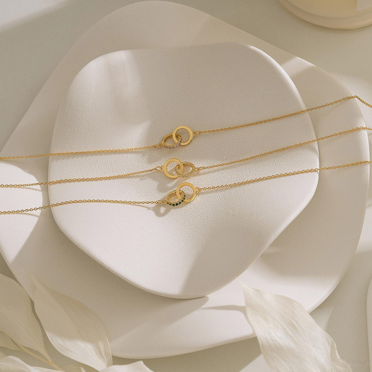 Personalized Interlocking Circle Birthstone Necklace