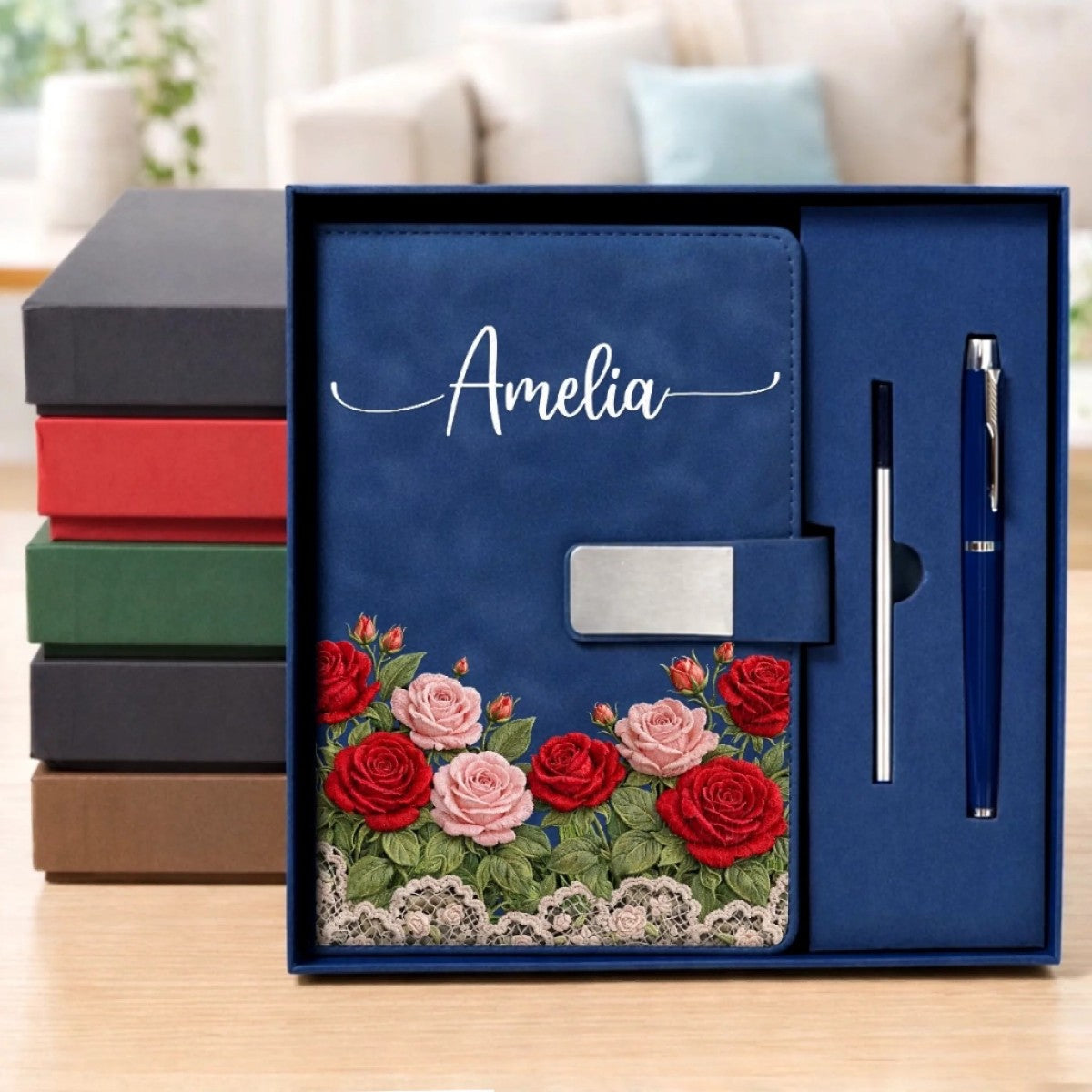 Custom Birth Month Flower Personalized Notebook Set