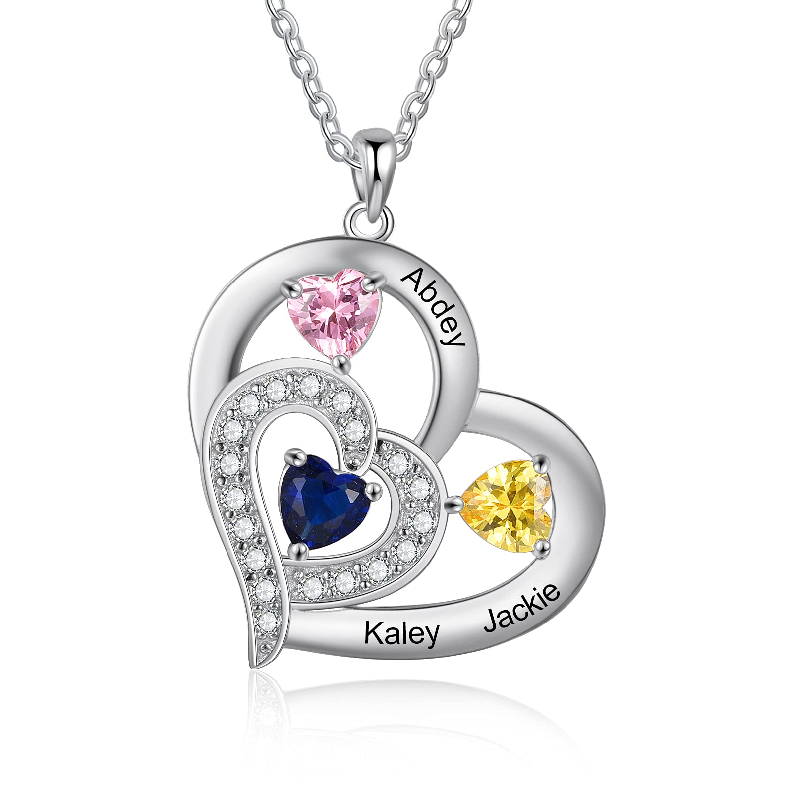 Personalized Birthstone Heart-shaped Necklace - Mother Necklace