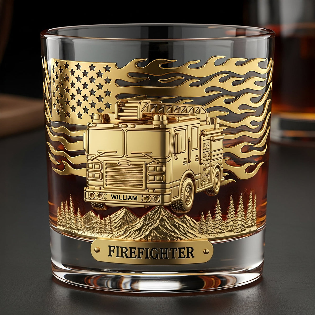 Firefighter Fire Dept, Personalized Whiskey Glass, Gift For Firefighter Retirees and Active Duty